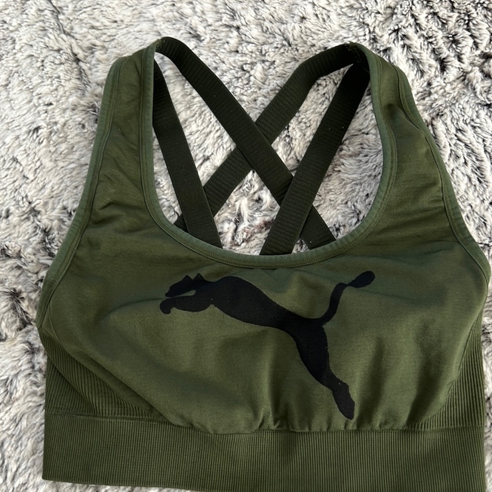 Puma Logo Front Sports Bra Cross strap